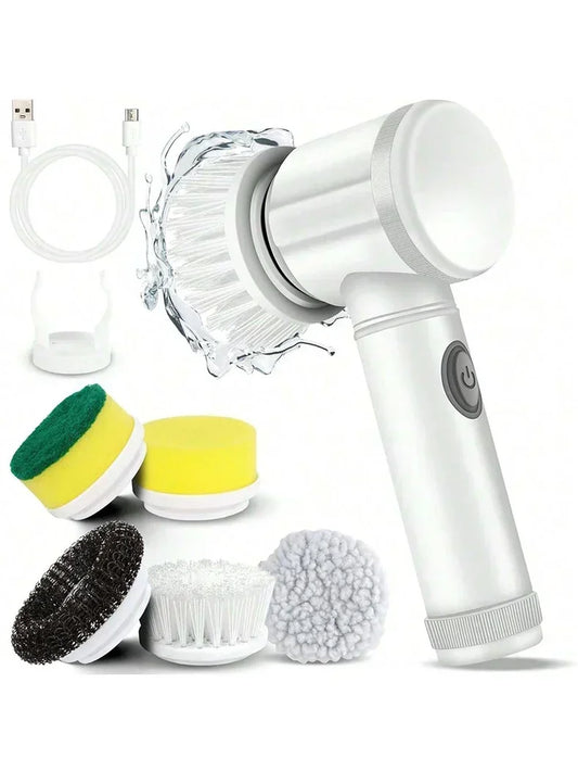 Electric Spin Scrubber Cordless Spin Scrubber with 5 Replaceable Brush Heads Electric Cleaning Brush Cleaning Tools